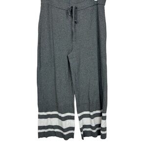 Chicos Zenergy Cotton-Cashmere Blend ribbed wide leg pants with stripes M